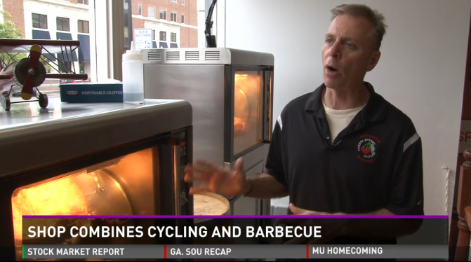 Macon shop features barbecue and bikes in one store @13wmaznews @SuzanneLawler13 reports on.wmaz.com/1LOaAiX