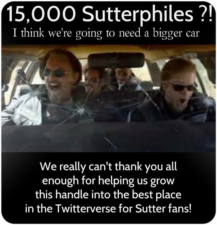 sutterphiles's tweet photo. 15k! 🎉🎊YOU GUYS ROCK!!This is fun everyday because of YOU!And it's only beginning! We're in for a wild ride w #TBX! https://t.co/3mhhZOu7p4