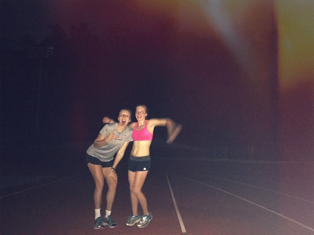 runfaststaysane's tweet photo. Saturday night on the track with my roomie! Even bad workouts are still fun with friends! #runchat #running #xc https://t.co/sEdW4QVNBk