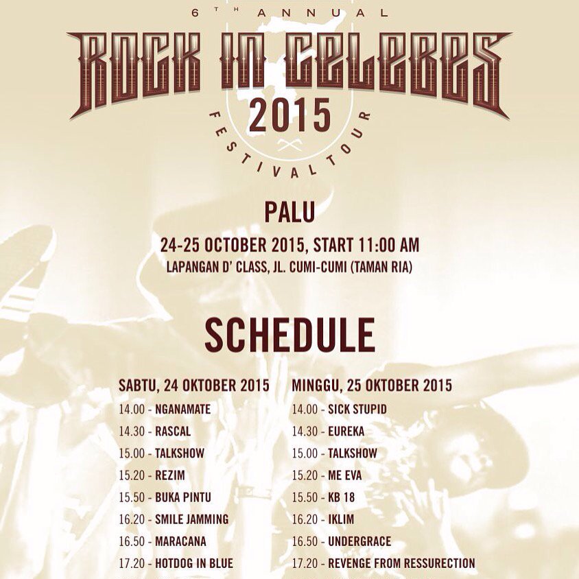 RockInCelebes's tweet photo. Selamat pagi Palu, hari terakhir gelaran #RICfest2015 #palu bertempat di Lap. D'Class jalan cumi-cumi https://t.co/PtZxqt8xgq