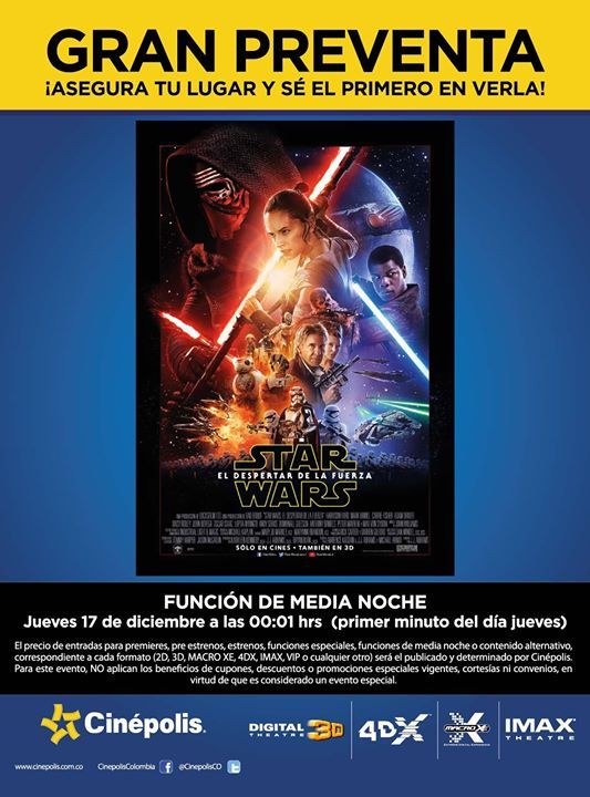 CinepolisCO's tweet photo. Reserva ya tus boletas para El Despertar De La Fuerza en https://t.co/w0LHuf2YPk https://t.co/KWKxPIv65Q