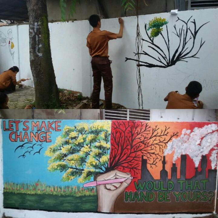 iPinocchioo's tweet photo. Dinding yg kusam, kini telah kami sulap jadi dinding yg menarik sekaligus memotivasi #SerunyaDutaIm3 #SerunyaAksiku https://t.co/ICkSvAPmW3