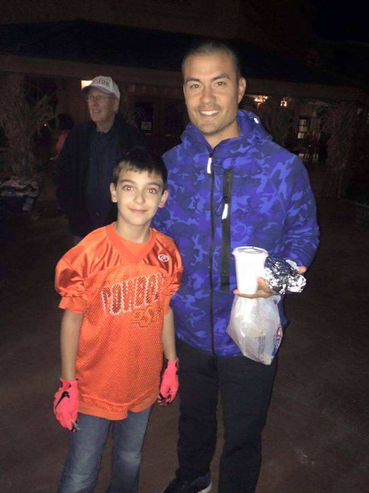Reece got his picture with <a href="/TheRealJGuts/">Jeremy Guthrie</a> tonight!