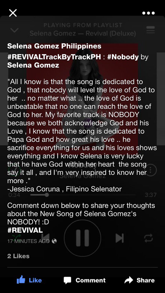 jsscrna's tweet photo. @selenagomezph @selenagomez #REVIVALTrackByTrackPH #Nobody #REVIVAL #RevivalPH https://t.co/gf9pWofJpC