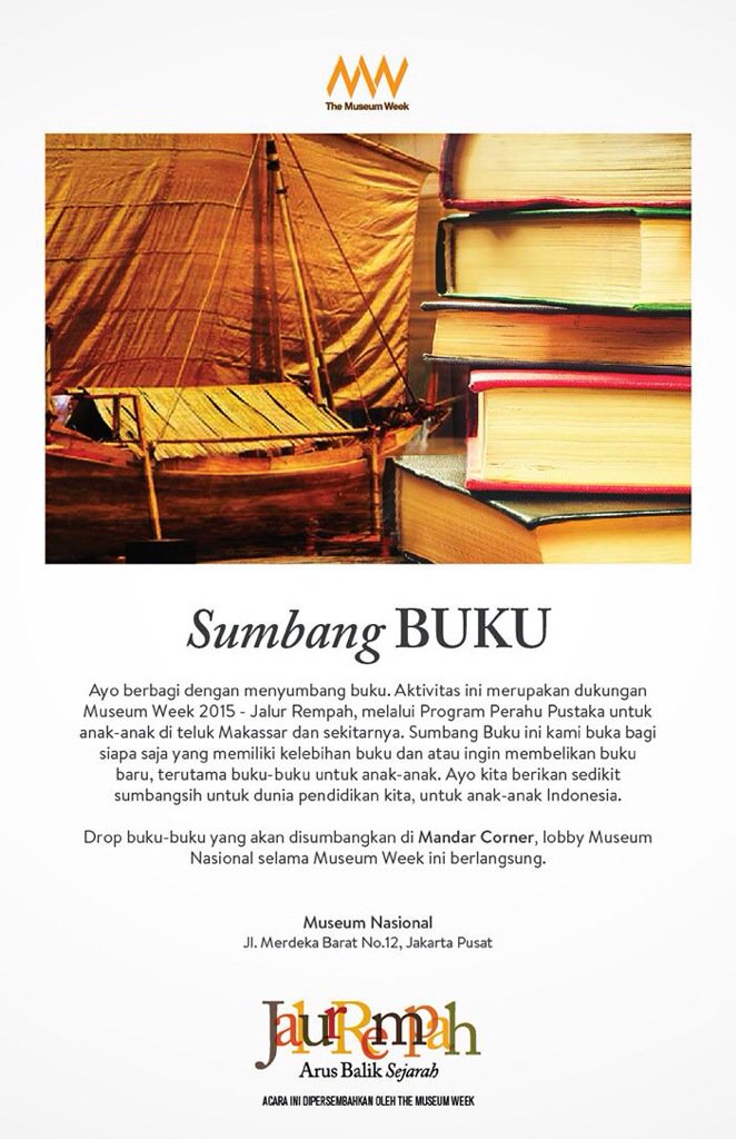 jalurrempah's tweet photo. Punya kelebihan buku anak-anak yang bisa disumbangkan? Silakan di-drop ke Mandar Corner di Museum Nasional ya https://t.co/1MnR4adCId