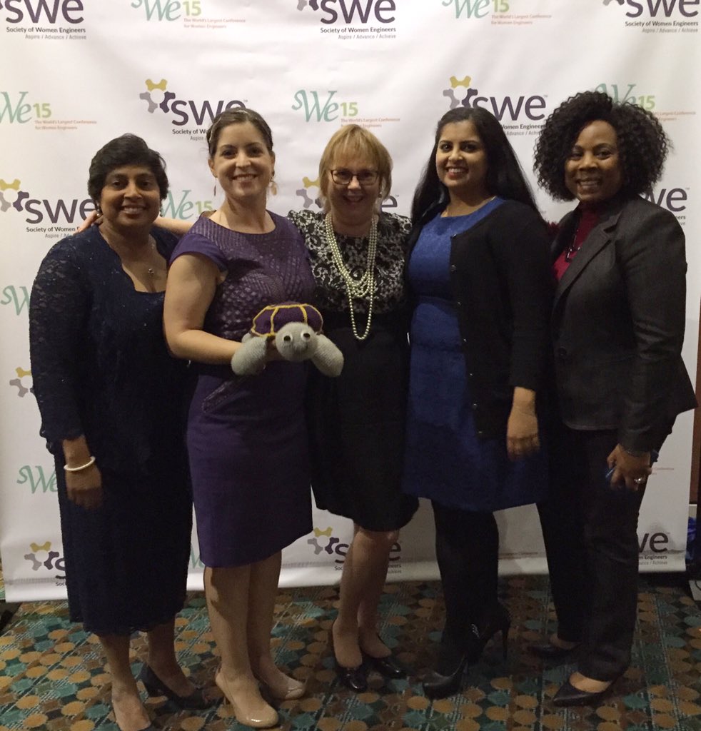 SWEDallas's tweet image. Dallas SWE at #WE15! Nandika, Shelley, Barbara, Zaineb, and Cherrie. Love this team! ❤️🐢 #RegionCTurtle