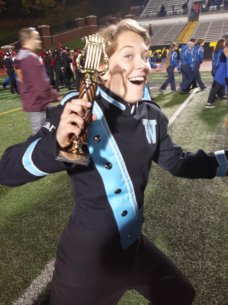 WHSPioneerBand's tweet photo. That's First Place Class AA Drum Major Maddie Brown! ASU Festival of Bands 2015 https://t.co/bxTYpCIrMA