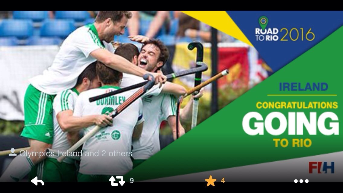 IreMenHockey's tweet photo. IT'S OFFICIAL WE ARE OFF TO THE SUMMER OLYMPICS IN RIO!!!!!!! #RoadtoRio #GreenMachine https://t.co/0hJb3DauEF