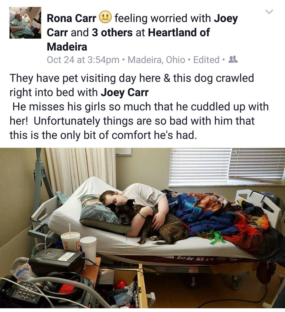 charliedelong's tweet photo. Here is an update on @JoeySCarr about his health struggles. Keep him in your thoughts and prayers. @NeverTooLatePod https://t.co/y1IXVXnCXW