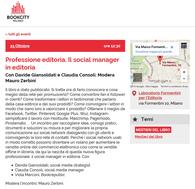 Oggi a <a href="/BOOKCITYMILANO/">BookCity Milano</a> ore 12:30 Professione editoria. Il social manager in editoria 
bookcitymilano.it/scheda-evento/… #bmc15