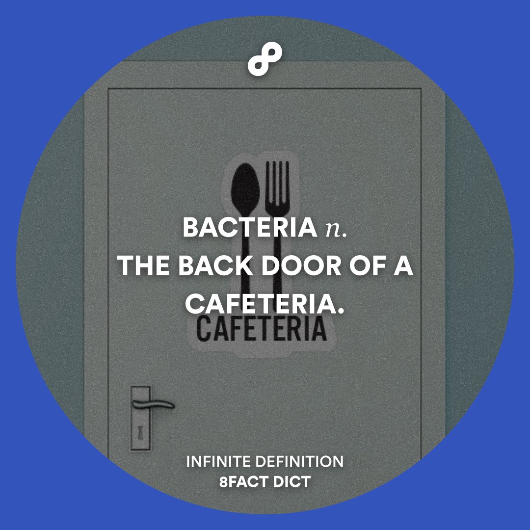 HipDict's tweet photo. e.g. This cafeteria has many bacteria. #8factdict

☛ https://t.co/YRRybxjA88 https://t.co/uxpn29F4ea