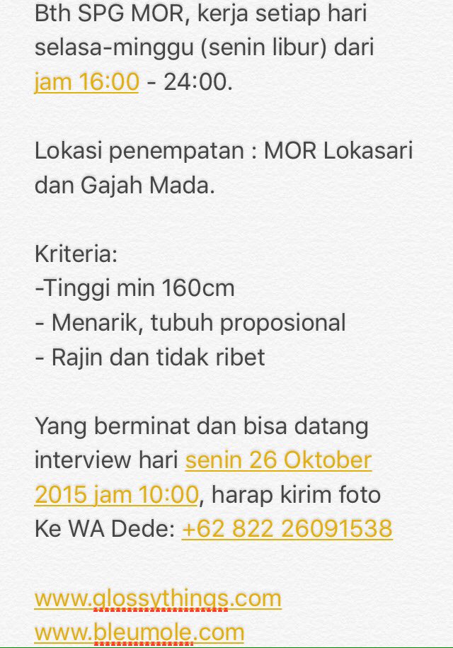 bleumoleSPG's tweet photo. Butuh SPG MOR, cek gambar. @pakarSPG Thank you. https://t.co/Sw8zHd4Q9K