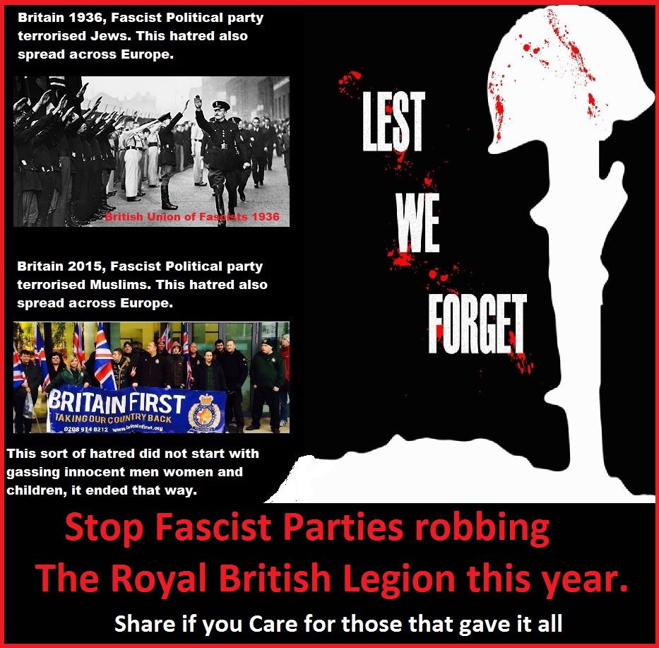 SaveOurTroops's tweet photo. Don't feed  Fascist #BritainFirst this year if you have any respect for those that gave their life for our freedom https://t.co/WG1qLlBNVC