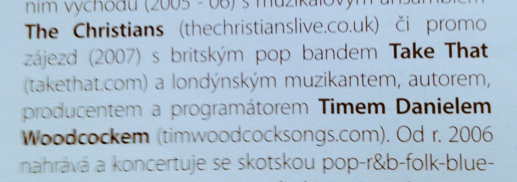 marcusbonfanti's tweet photo. @MulletMusic this is how your name is spelled in Czech! From @craigconnet biog in a festival programme. Woodcockem! https://t.co/roGPkfFlEt