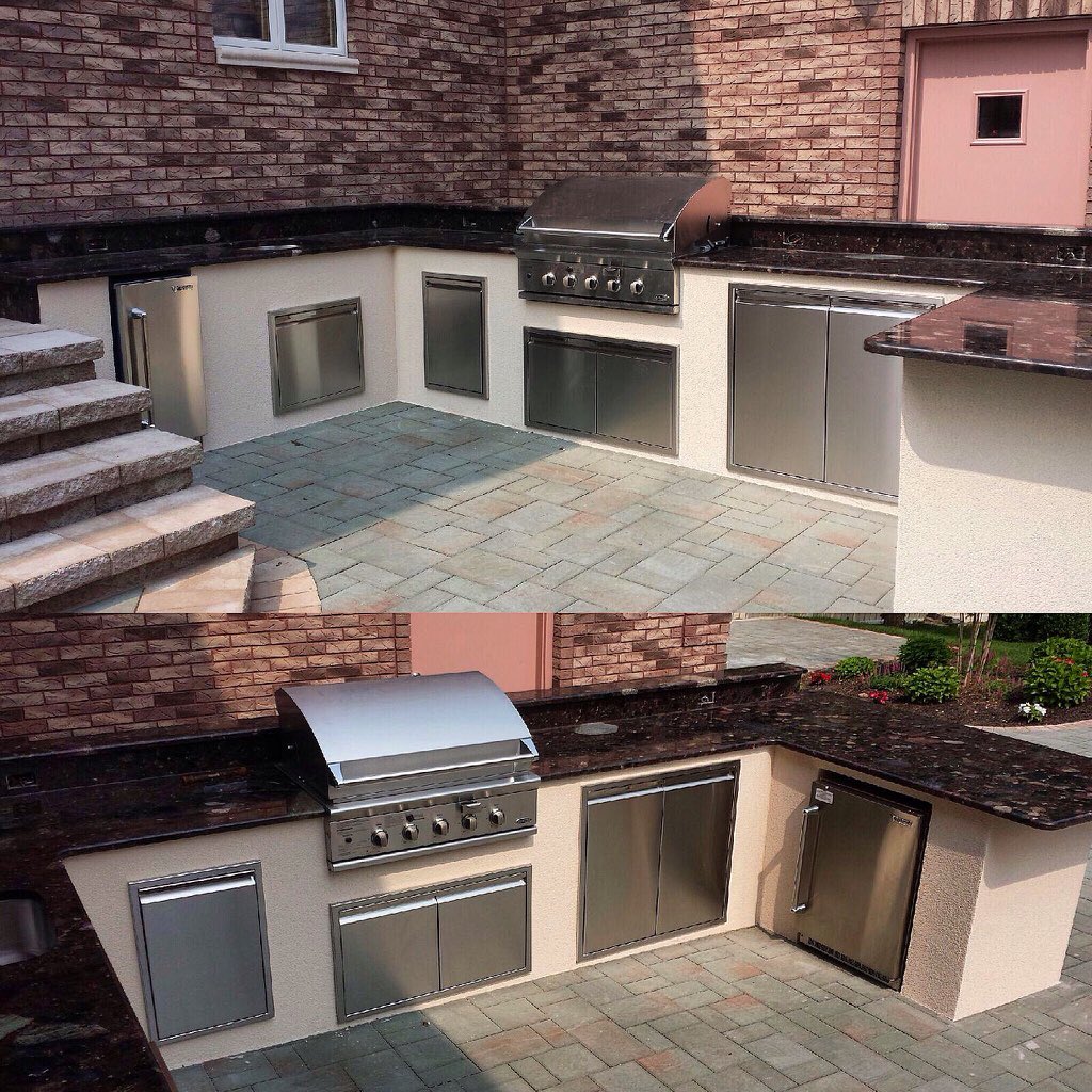 NYCFireplaces's tweet image. U Shaped Stucco Kitchen with DCS Grill &amp;amp; Twin Eagles #outdoorkitchen #backyardkitchen #nycfireplaces #backyardideas