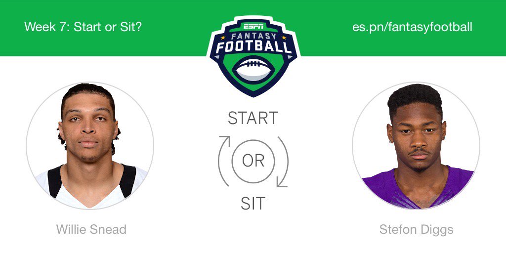 Casey_Shane's tweet photo. Who should I start this week? Willie Snead or Stefon Diggs! @ESPNFantasy #FantasyFootball https://t.co/sUjStpBPao