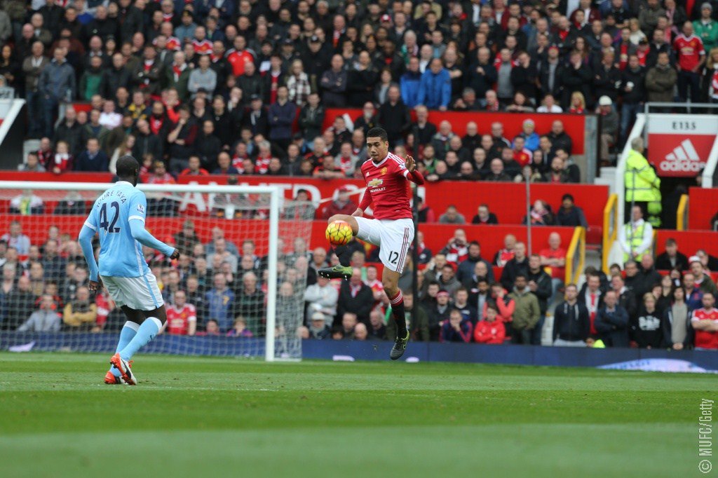 ManUtd's tweet image. HT: #mufc 0 City 0. It's goalless in the derby at the break after a cagey first half.