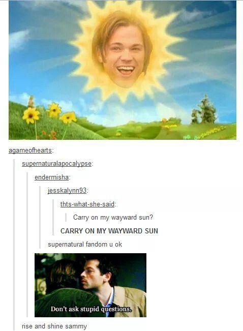 And a happy Sunday morning everyone.... Keep calm &amp; carry on my wayward sun..... 

Sun?!

lolololol #SPNFamily