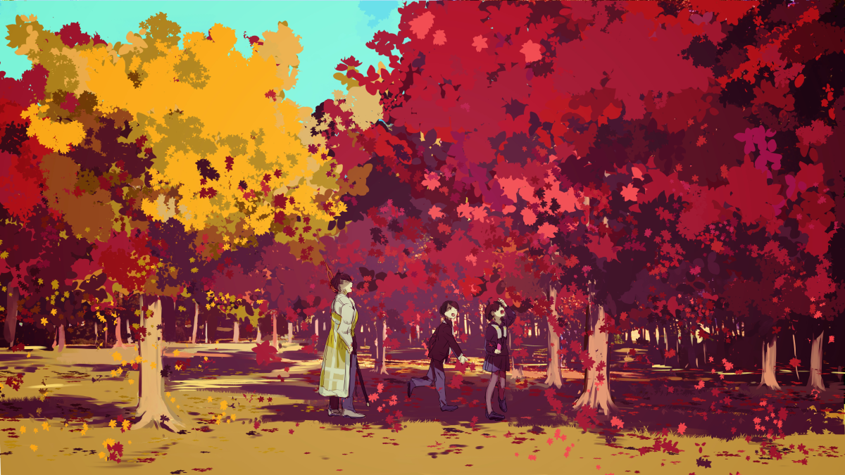 tree autumn leaves outdoors autumn 1girl day bench  illustration images