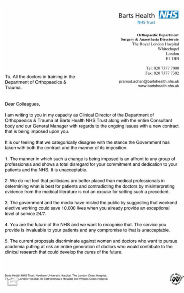 RoshanaMN's tweet photo. BARTS ORTHOPAEDIC DEPARTMENT - support junior doctors fully in action and thank them for hard work #notfairnotsafe https://t.co/IBTPakIdLR