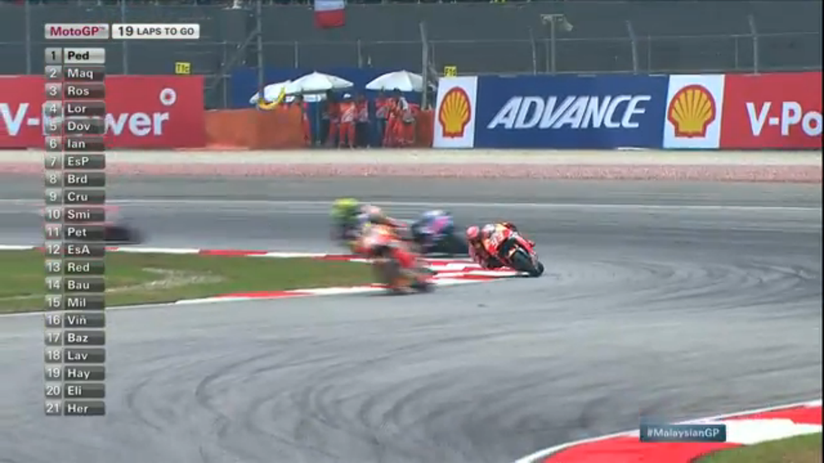 SA_Arnold's tweet photo. @MotoGP #ForzaVale Yellow flags were being waved @ Turn 1 when #99 overtook #46 Have it been looked at? https://t.co/J5fu55sPRQ