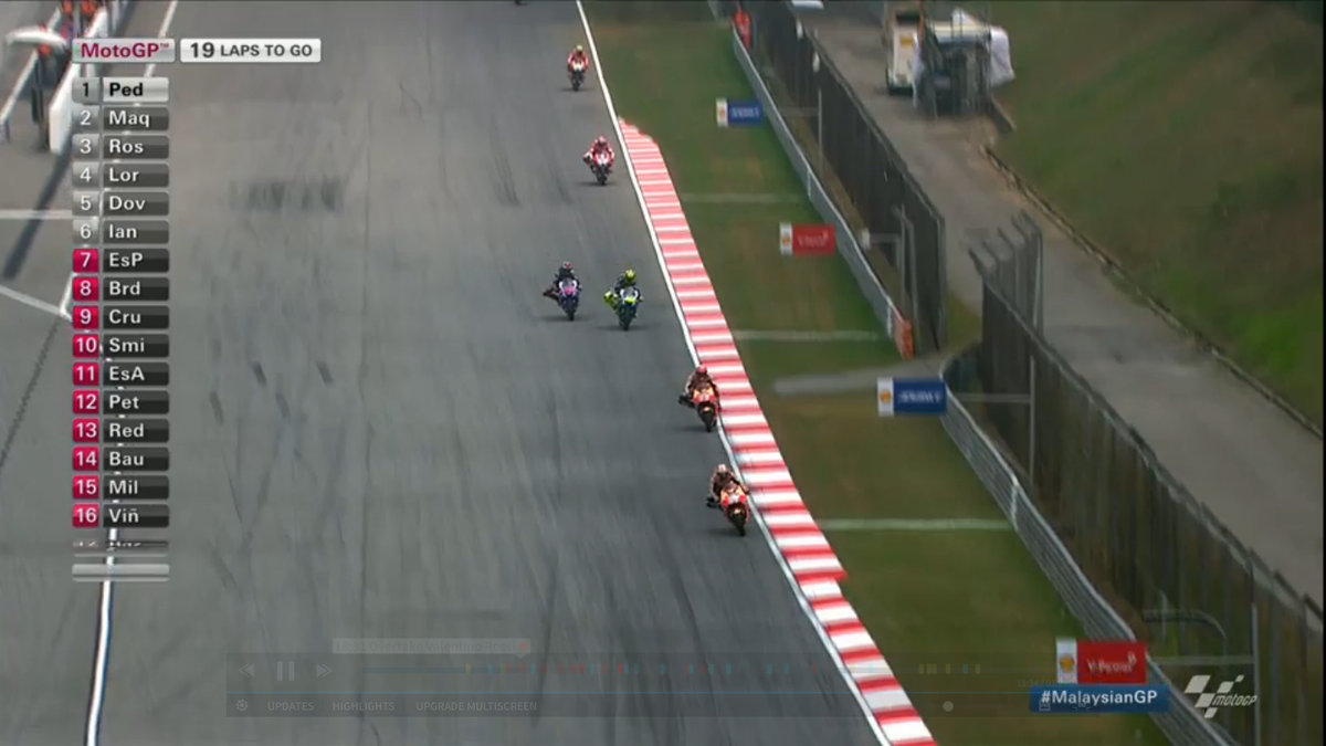 SA_Arnold's tweet photo. @MotoGP #ForzaVale Yellow flags were being waved @ Turn 1 when #99 overtook #46 Have it been looked at? https://t.co/J5fu55sPRQ