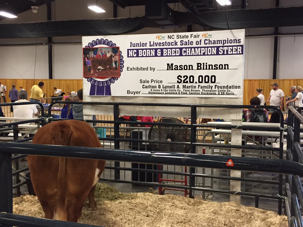 Congratulations <a href="/BKBlinson/">Bryan Blinson</a> on your daughters steer!  #WRAL #NCStateFair