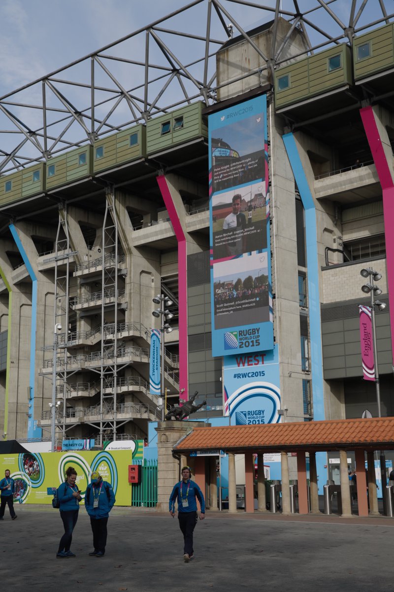TwickTowers's tweet photo. @aaron_birchall your tweet made the big screens at Twickenham Towers for the semi finals! You’re a #Hero #RWC2015 https://t.co/EJp0024qQW