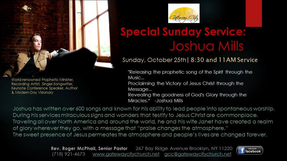 gccbrooklyn's tweet photo. Good morning, GCC!!! We are so excited to have Joshua Mills as our special guest today! #comeandreceive https://t.co/HFGRG5ztoo