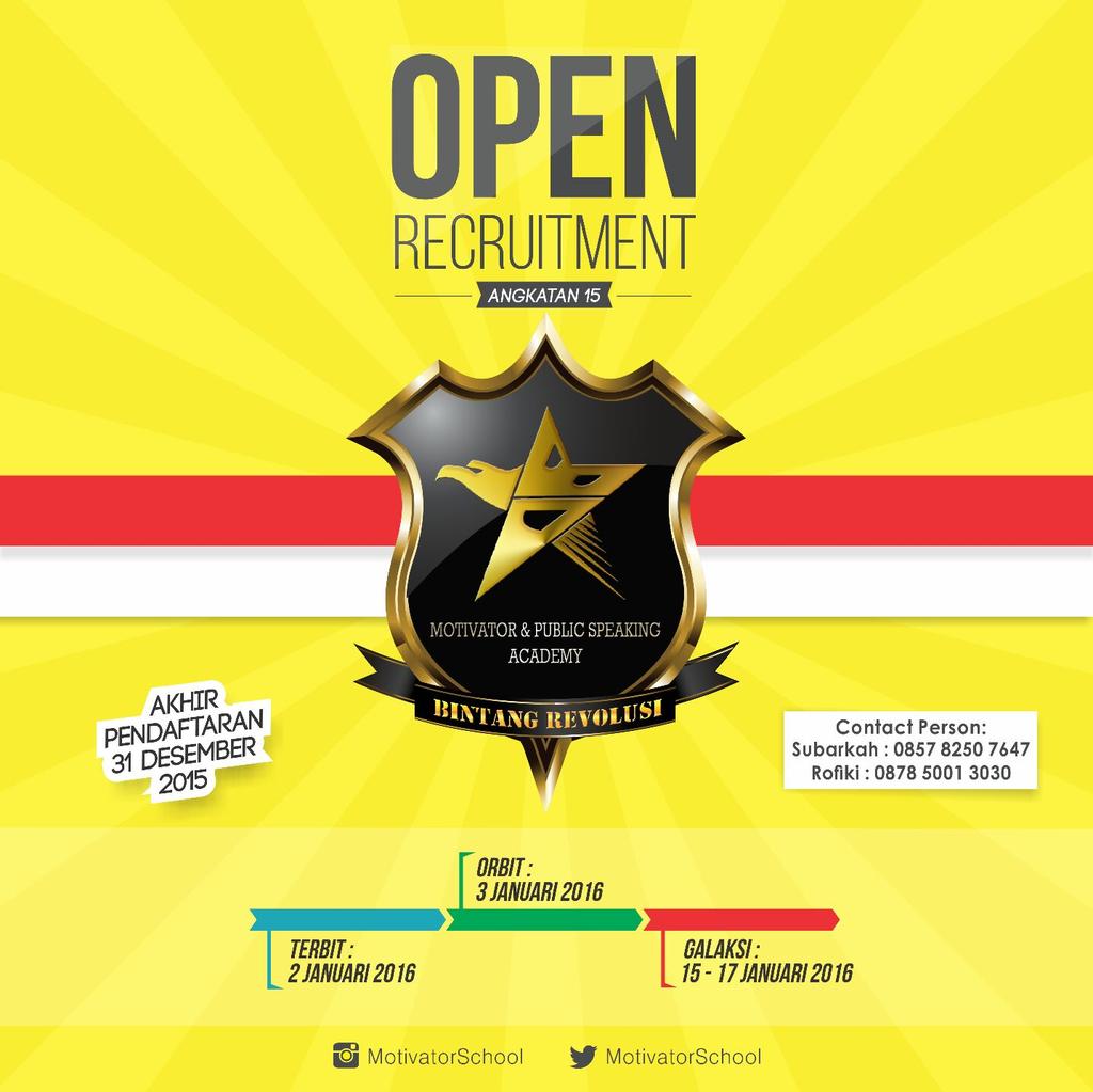 You're greater than what you think ! OPEN RECRUITMENT BINTANG REVOLUSI batch 15, let be a part of us !