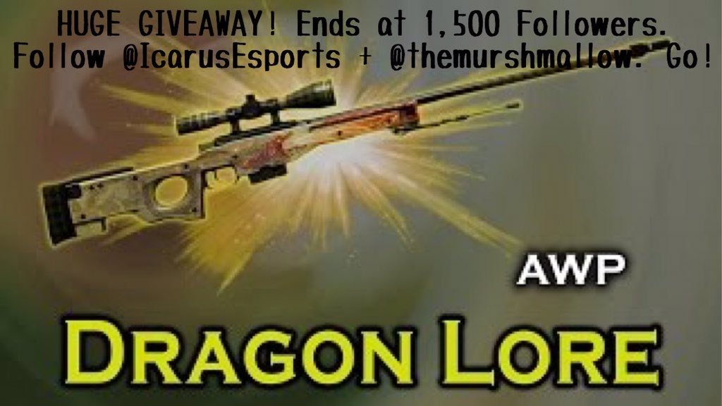 IcarusEsports's tweet photo. Huge #CSGOGiveaway! RT + Follow @IcarusEsports AND @themurshmallow! #CSGO #Giveaway #DragonLore #TeamIcarus https://t.co/lCJpejpfRG