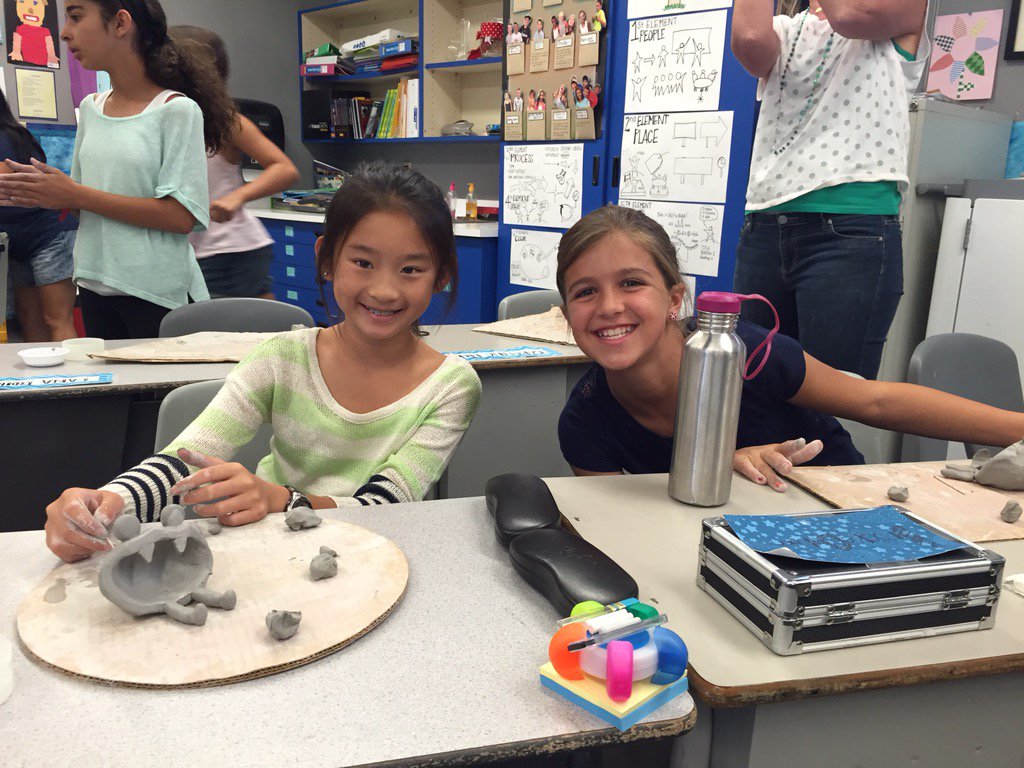 Making pinch pot monsters out of clay #room1