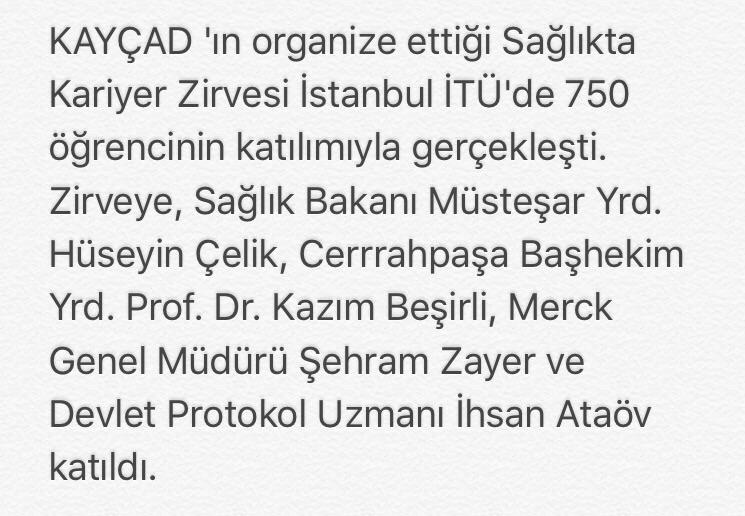 KAYÇAD 'ın organize ettiği Sağlıkta Kariyer Zirvesi İstanbul İTÜ'de 750 öğrencinin katılımıyla gerçekleşti.