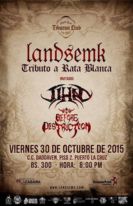 CrestaMetalica's tweet photo. #30Oct @TiburonClubBB > @Landsemk #Tributo #RataBlanca + #Jihad + #BeforeDestruction > https://t.co/mEXirxwitk https://t.co/Sn3btCre4x
