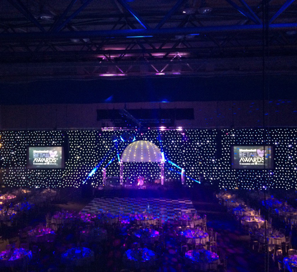 DanceMobUK's tweet photo. Venue is looking amazing for our LED performance tonight at the @LoveMeadowhall 25th Retail Awards @scarlettent https://t.co/O1Rbiv5DDB