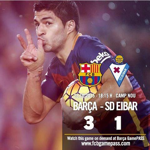 INDOBARCA_SLT's tweet photo. FT: FC Barcelona 3-1 SD Eibar (Suarez 21' 48' 85') (Baston 10') #AnimoCruyff #ViscaBarca #ViscaIndobarca https://t.co/jeI29FPkse
