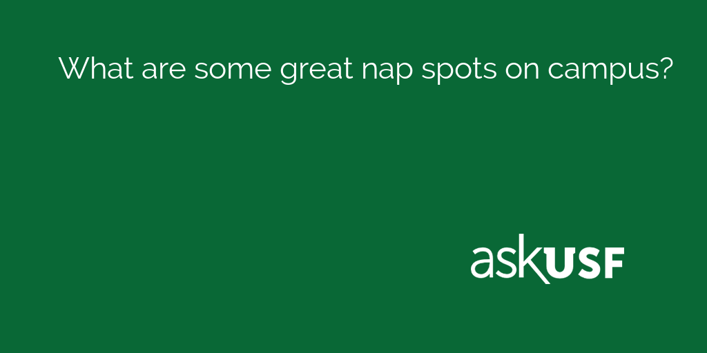 Ask_USF's tweet photo. What are some great nap spots on campus?

Students weigh in: https://t.co/74AIdgyGva https://t.co/4C9HPFWB7m