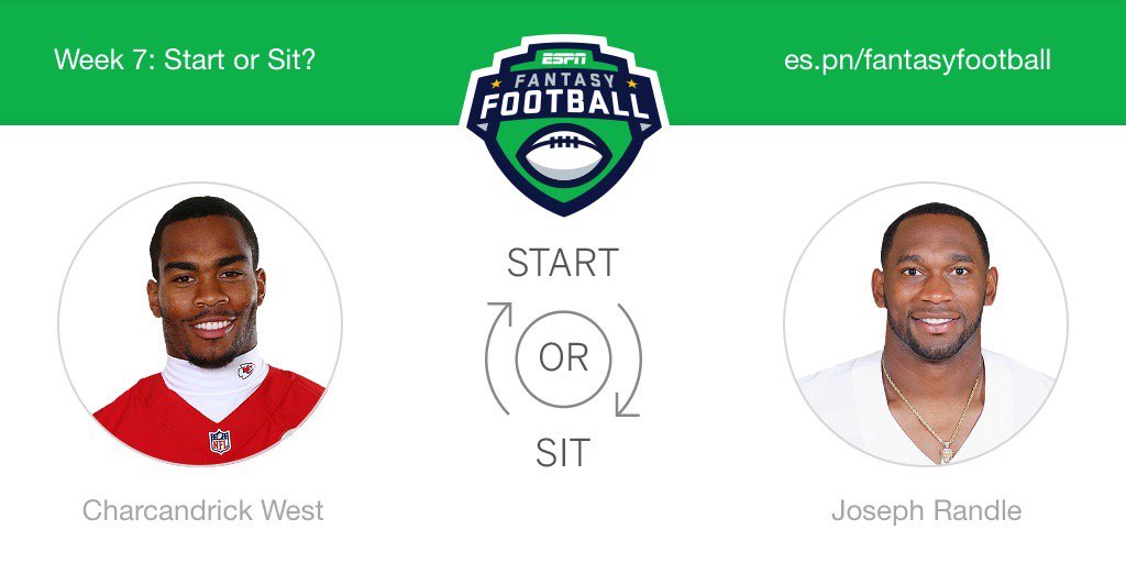 JRen209's tweet photo. Who should I start this week? Charcandrick West or Joseph Randle! @ESPNFantasy #FantasyFootball https://t.co/nqClKl0JTJ