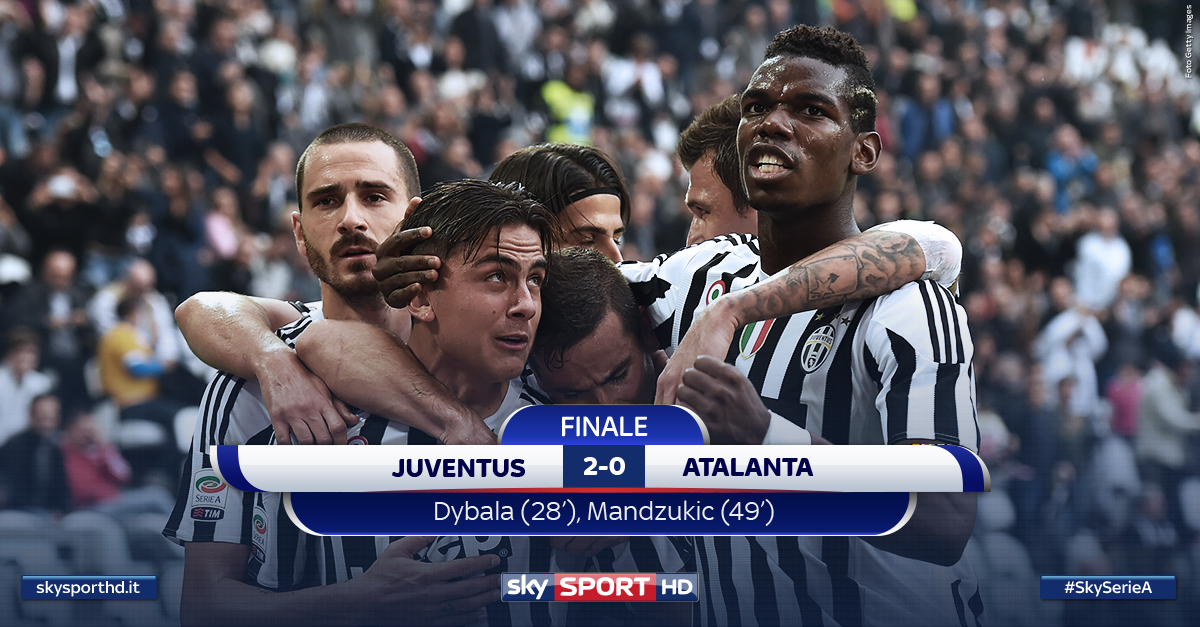 SkySport's tweet photo. Finita: @juventusfc supera 2-0 @Atalanta_BC con reti di @PauDybala_JR e @MarioMandzukic9. #JuveAtalanta #SkySerieA https://t.co/1HdAt3Y1xB