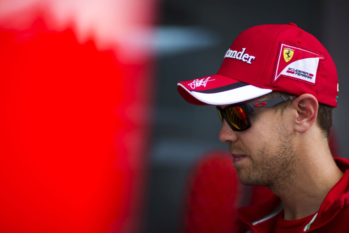 oakley's tweet photo. Focused, prepared, ready. #Seb5 @ScuderiaFerrari #redseason https://t.co/hsPYs6BVkK