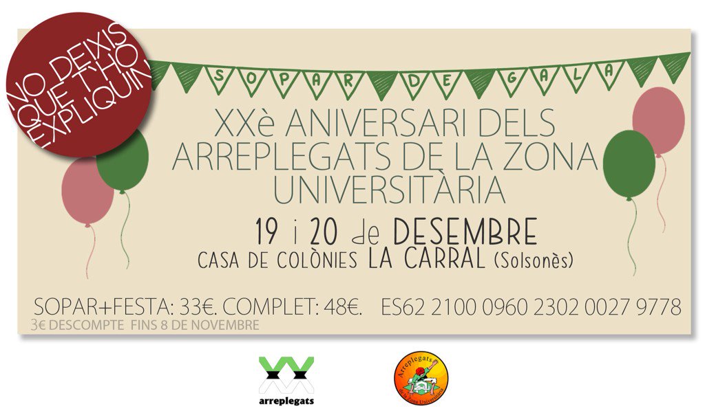 LocalTresA's tweet photo. Gran exclusiva! : "invitació XXè aniversari d'@arreplegats " @c20azu https://t.co/SYxqTijhE6