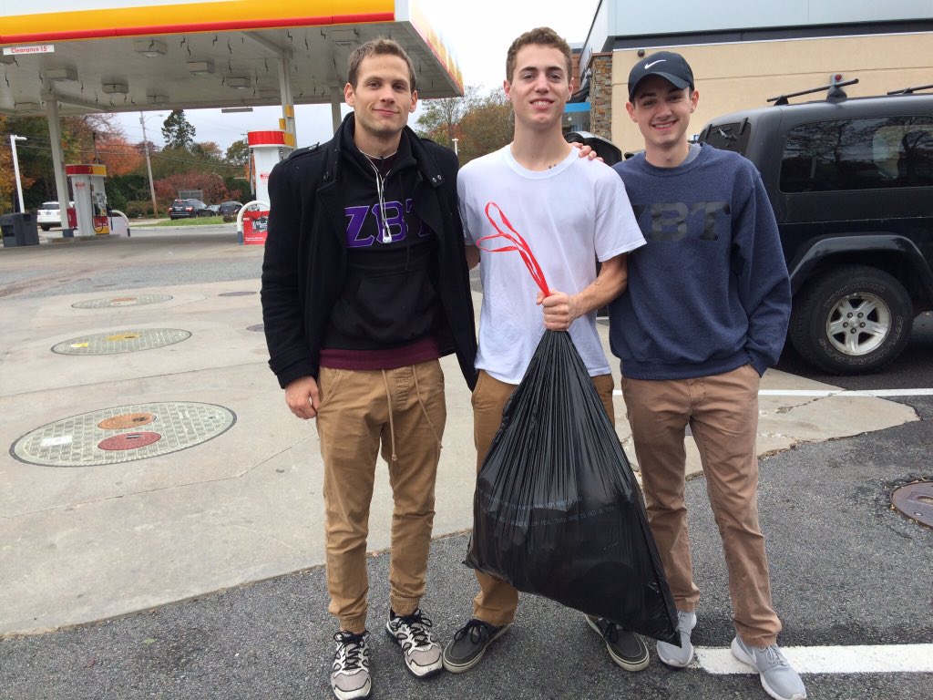 ZBT brothers Alex Emma, Evan Withers, and Drew Miller at Bonnet today helping as part of the clean up!