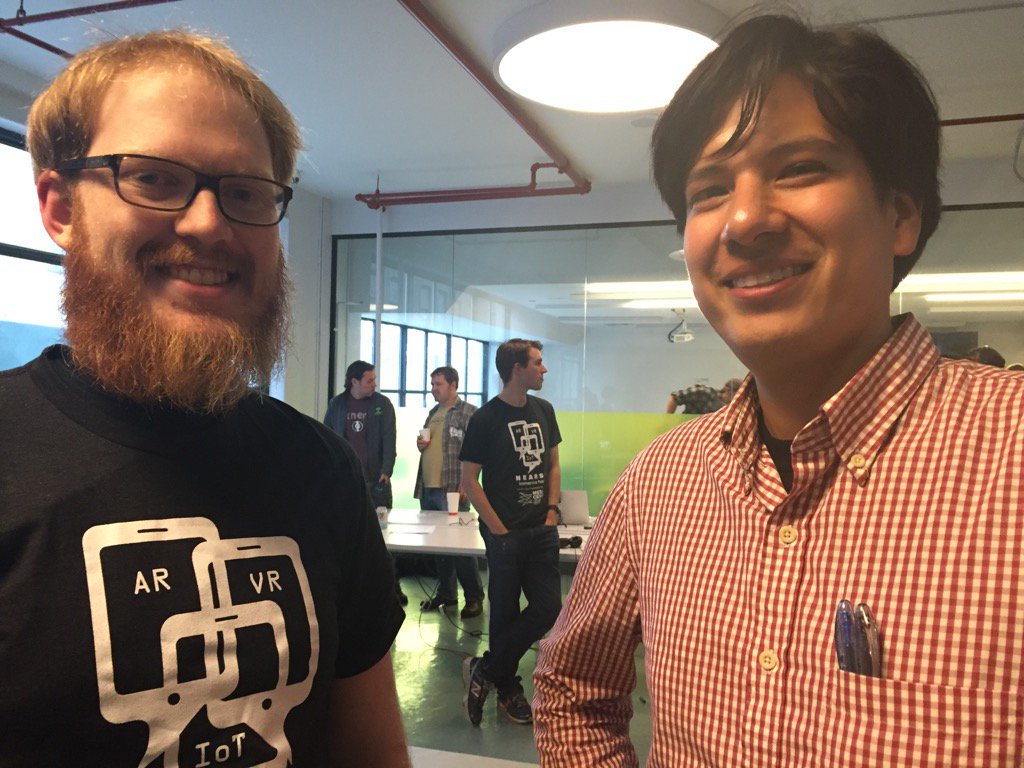 RahelJhirad's tweet photo. #HearstHack2015 team IDM Hackers @apulidonyc @MashterJohnson VR and spacewalk @Bik3R can't wait to see demo https://t.co/PaxwVa28VU