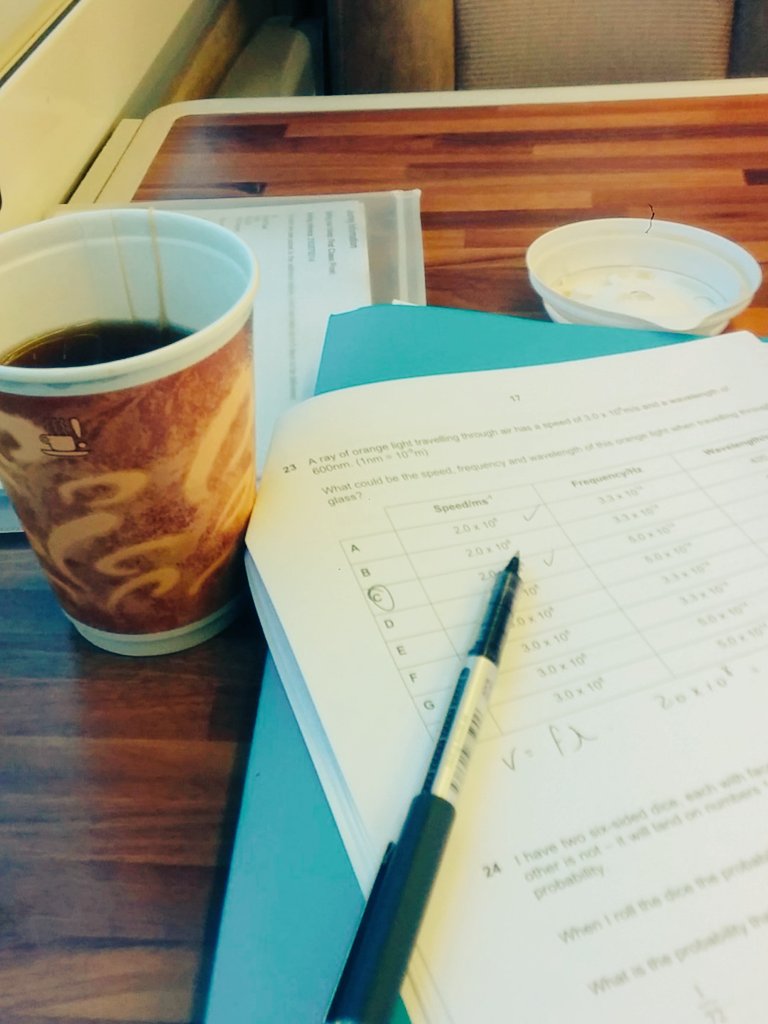 RWang1998's tweet photo. Earl grey + BMAT papers - staying #productive en route to Bradford for @nusuk #FEstival &amp; #FEZone conferences 😊 https://t.co/yz3vEz3YUg
