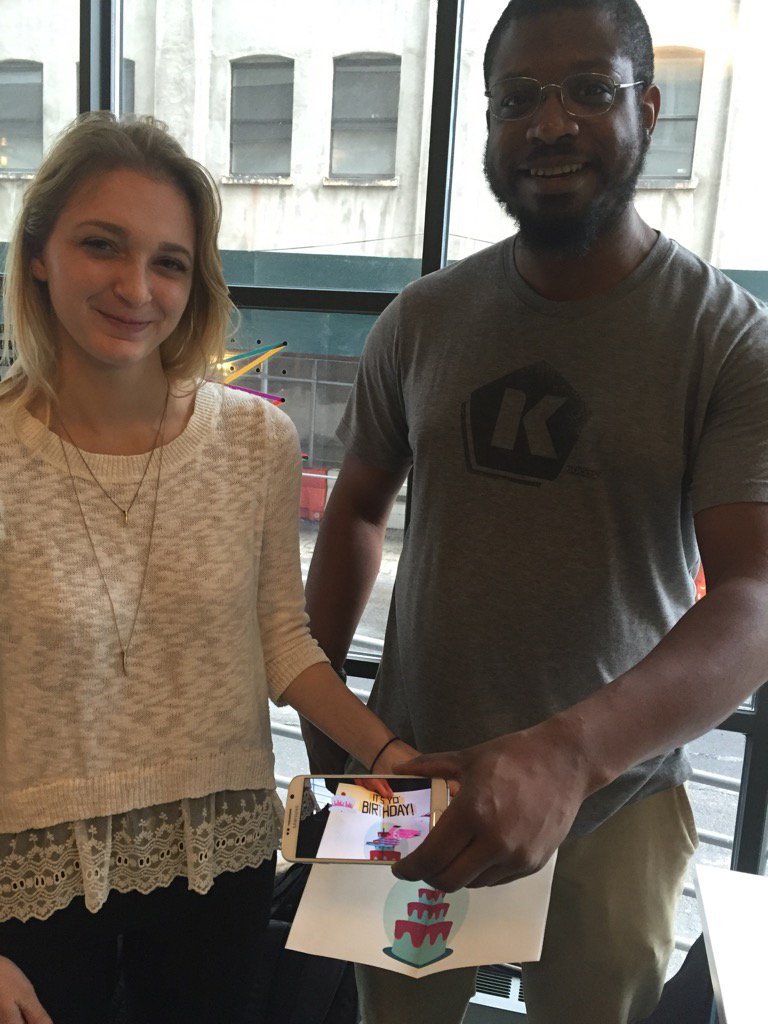 RahelJhirad's tweet photo. #HearstHack2015 isabella Carapella and Matthew Rankin AR motion enhanced greeting cards .. Go paper! https://t.co/d9zOZVmHS2