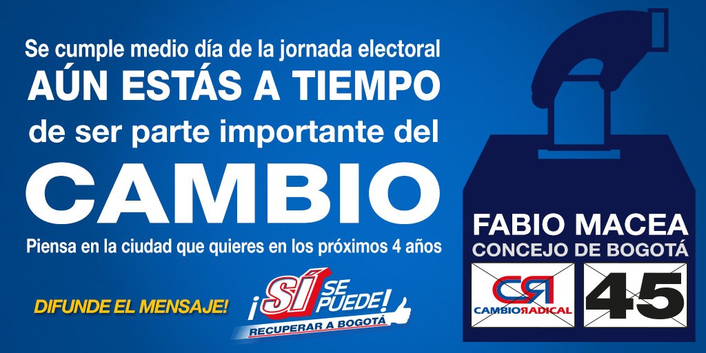 Fabio_Macea's tweet photo. El cambio está cerca, contamos contigo. #RecuperemosBogota #Sisepuede #concejodebogota #CR45 junto a @Rodrigo_Lara_ https://t.co/MZWAVgPJIa