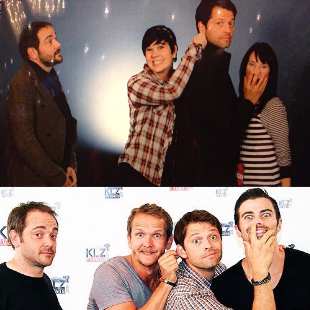 Icanburger's tweet photo. @mishacollins and @Mark_Sheppard, thanks for helping with mine and @memorymaven #squadgoals! https://t.co/5CLGFaQhky