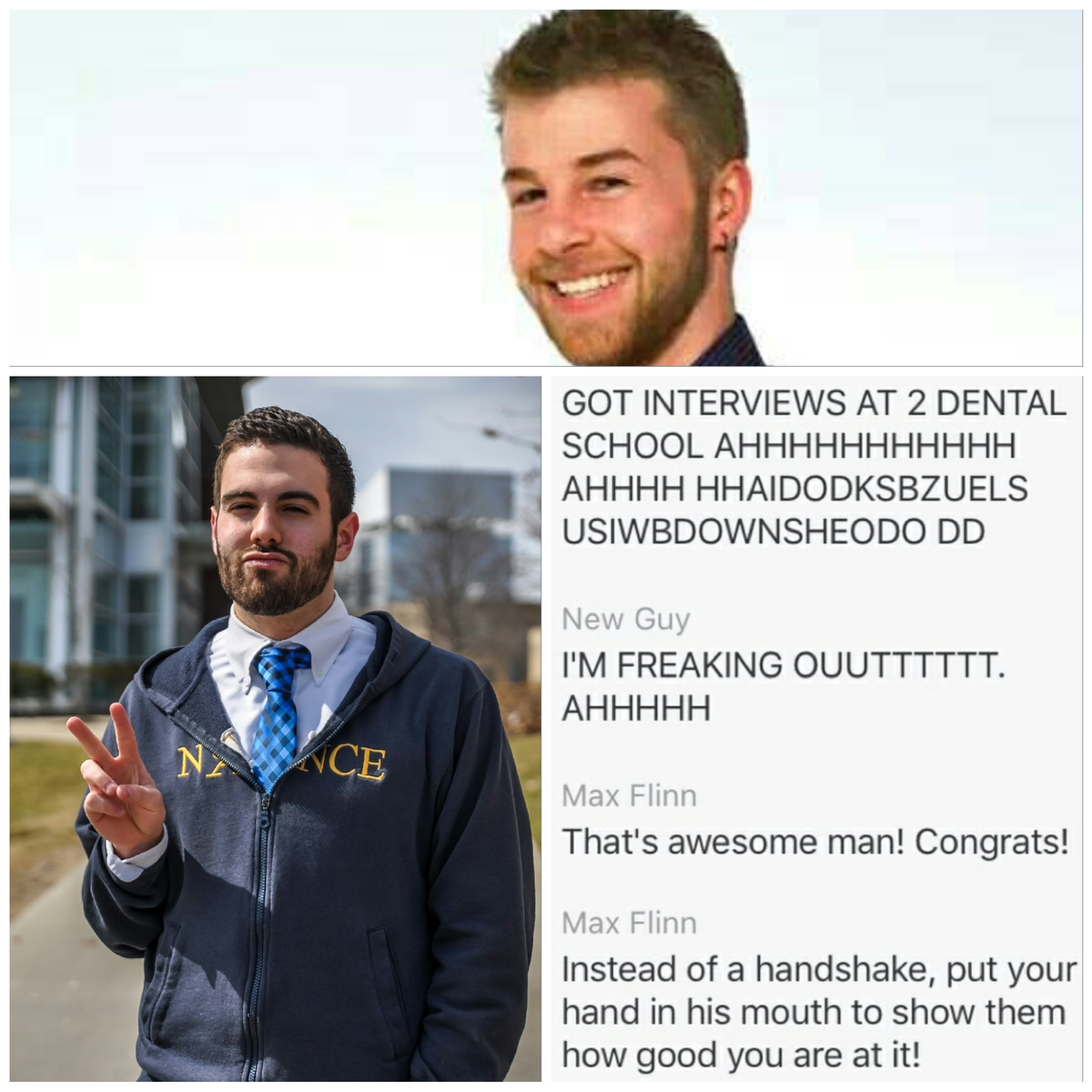 UANuance's tweet photo. @max_fly11 had some interesting advice for @NickGriggs0998 dental school interviews. #GoodLuckGriggs #NuanceGroupMe https://t.co/spqV8NSEvW