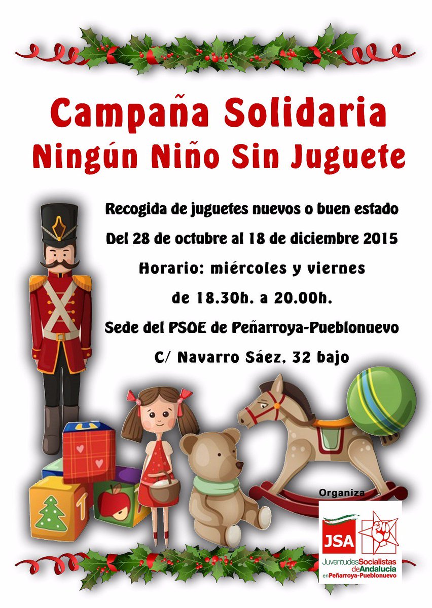 JoseIExposito's tweet photo. Juventudes Socialistas de #PeñarroyaPueblonuevo organizan una campaña solidaria de recogida de juguetes. https://t.co/62ARBBz5wU