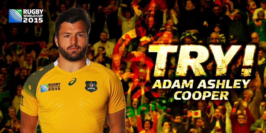 rugbyworldcup's tweet photo. TRY Drew Mitchell cuts #ARG to shreds before finding Adam Ashley-Cooper for a vital hat-trick score #ARG 15-29 #AUS https://t.co/HiaEDm5PEz